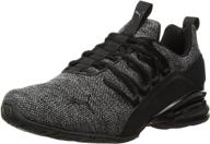 puma axelion graphic running black grey men's shoes логотип