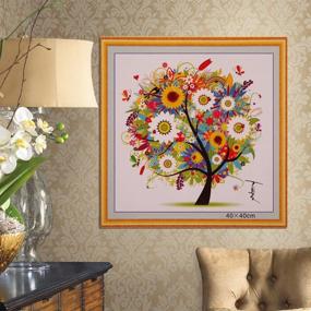 img 4 attached to 🌳 Colorful Four Season Tree Stamped Cross Stitching Embroidery Kit - DIY Needlework Craft Gift (Summer) - 17.3X17.3 inch by Alloyseed