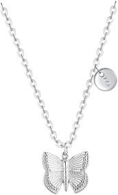 img 3 attached to Silver Butterfly Initial Necklace - Beautiful Pendant Jewelry for Women and Girls with Message Card