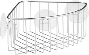 img 1 attached to 🚿 Stainless Steel Rondo Metal Wire Bathroom Shower Caddy Corner Basket | Ideal for Shampoo, Conditioner, Soap, Creams, Towels, Razors, Loofahs | Powerful Suction