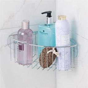 img 2 attached to 🚿 Stainless Steel Rondo Metal Wire Bathroom Shower Caddy Corner Basket | Ideal for Shampoo, Conditioner, Soap, Creams, Towels, Razors, Loofahs | Powerful Suction