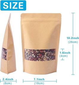 img 2 attached to 🛍️ 75 Count Kraft Stand Up Pouches, 7 × 10 Inches Paper Bag Heat Resealable Bags with Zip Lock and Matte Window - Ideal for Storing Food, Coffee, Cookies, and Snacks