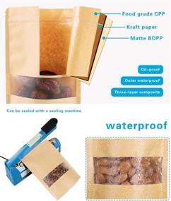 img 1 attached to 🛍️ 75 Count Kraft Stand Up Pouches, 7 × 10 Inches Paper Bag Heat Resealable Bags with Zip Lock and Matte Window - Ideal for Storing Food, Coffee, Cookies, and Snacks