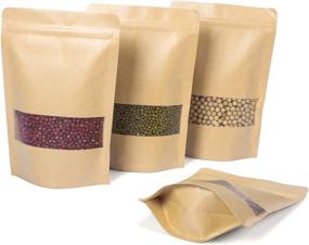 img 4 attached to 🛍️ 75 Count Kraft Stand Up Pouches, 7 × 10 Inches Paper Bag Heat Resealable Bags with Zip Lock and Matte Window - Ideal for Storing Food, Coffee, Cookies, and Snacks