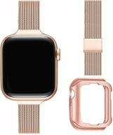 🌹 zxcasd нержавеющая стальная сетчатая лента: стильная и совместимая с apple watch 38 мм-45 мм, розовое золото. логотип