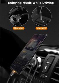 img 2 attached to Upgrade Your Charging Experience with this 2in1 Nylon Braided AUX Cable Pad for Phone, Now with Upgraded Black 3.5mm Audio Jack Cord Compatible with Car Stereo, Headphone, and Speaker! (3.94Ft)