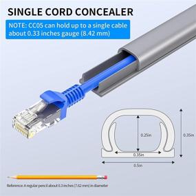 img 3 attached to 🔌 Cord Hider | 142in Mini Wire Cable Cover | PVC Cable Concealer Channel | Paintable Cord Cover | Hide Speaker Wire & Ethernet Cable | 9X L15.7in W0.48in H0.32in | CC05 Grey