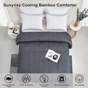 img 2 attached to Sunyrisy King Size Bamboo Comforter, Lightweight Cooling Down Alternative Duvet Insert - 100% Bamboo Fiber Quilted with 8 Corner Tabs, Dark Grey - All Seasons Comforter