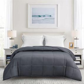 img 3 attached to Sunyrisy King Size Bamboo Comforter, Lightweight Cooling Down Alternative Duvet Insert - 100% Bamboo Fiber Quilted with 8 Corner Tabs, Dark Grey - All Seasons Comforter