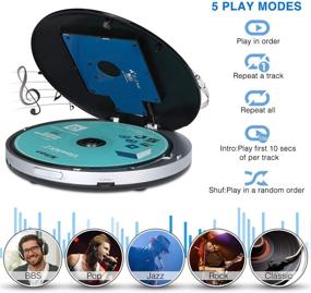 img 1 attached to Portable CD Player with LED Backlit Display, Rechargeable & Compact, 12 Hours Playing Time, Anti-Skip, Shockproof, 3.5mm AUX Cable - Small CD Player for Car