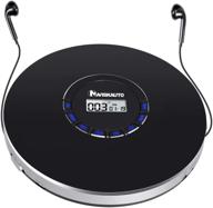 portable cd player with led backlit display, rechargeable & compact, 12 hours playing time, anti-skip, shockproof, 3.5mm aux cable - small cd player for car logo