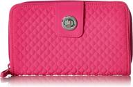 💼 optimize your searches with vera bradley women's microfiber turnlock wallet featuring rfid protection logo