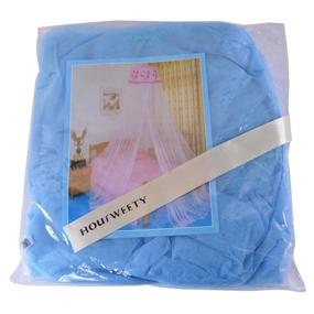 img 1 attached to 🏠 Housweety Blue Sequins Curtain Dome Bed Canopy Netting with Mosquito Net - New Round Design