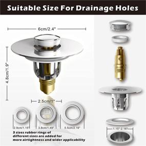 img 3 attached to 🚿 Bathroom Sink Drain Stopper MALACHI, Adjustable 1.02~1.96 Inch Bathtub Stopper with Built-in Hair Catcher, Bullet Core Push Type Basin Pop-Up Drain Filter