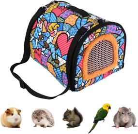 img 4 attached to 🐹 Portable Guinea Pig Carrier: Enhanced Breathability, Detachable Strap, Mesh Door - Ideal for Small Animals like Hamsters, Hedgehogs, Chinchillas, and More!