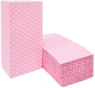adido eva polka dot pink paper goodie bags (25 pcs) for party favors - 3.5 x 2.3 x 7 inches logo