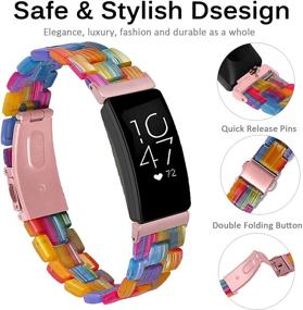 img 2 attached to 🌈 Миималл Радужный ремешок из смолы для Fitbit Inspire/Ace 2/Inspire HR - Стильные браслеты для лучшего мониторинга фитнеса