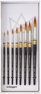 🖌️ premium kingart original golden taklon paint brush set - 8 brushes, black/gold/silver logo