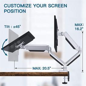 img 1 attached to Двойное крепление для мониторов - высота регулируется газовой пружиной, вращается, VESA-крепление | Подходит для экранов от 17 до 32 дюймов | Крепление на струбцину и на груммет | Держит по 17,6 фунтов на руку
