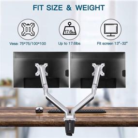 img 2 attached to 🖥️ Dual Monitor Mount Stand - Height Adjustable Gas Spring Swivel VESA Bracket | Fits 17-32 Inch Screens | Clamp & Grommet Mounting | Holds 17.6lbs per Arm