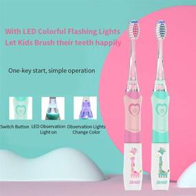 img 4 attached to 🦷 Kids Electric Toothbrush with Timer and Sonic Vibration - Waterproof Light up Toothbrush for Kids Ages 3+ (Pink) - Includes 3 Soft Brush Heads