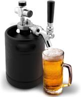 🍺 nutrichef pkbrtp60 mini keg growler dispenser - detachable aluminum regulator & tap spear, easy storage, black matte powder coated, 64 oz - ideal for pressurized homebrew beer logo