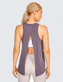 img 2 attached to 🏋️ CRZ YOGA Women's Pima Cotton Yoga Shirts - Tie Back High Neck Workout Tank Tops that Provide a Loose Fit for Athletic Sports