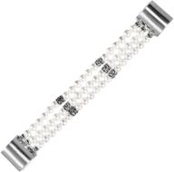 💎 fitbit charge 2 elastic pearl jewels stretch bracelet band - sport wristband with bling glitter for women, girls - silver, compatible replacement logo