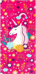 img 2 attached to 🦄 Deluxe Love Unicorn Beach Towel - Pink Fantasy Rainbow - 30 x 60 inches - 100% Cotton Velour (30" x 60", Pink)