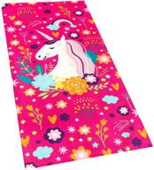🦄 deluxe love unicorn beach towel - pink fantasy rainbow - 30 x 60 inches - 100% cotton velour (30" x 60", pink) logo