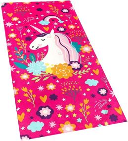 img 3 attached to 🦄 Deluxe Love Unicorn Beach Towel - Pink Fantasy Rainbow - 30 x 60 inches - 100% Cotton Velour (30" x 60", Pink)