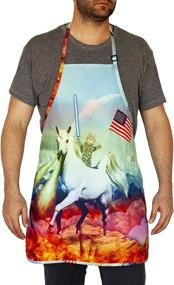 img 3 attached to Фартук для кухни Cat & Unicorn от Funny Guy Mugs - регулируемый ремень, карманы - фартук для гриля, запекания и готовки для мужчин и женщин. 🐱