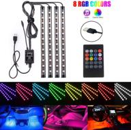 🚗 enhance your in-car experience with 4pcs 48 led multicolor car led strip lights: sound activated atmosphere decorative bar lights with wireless remote control logo
