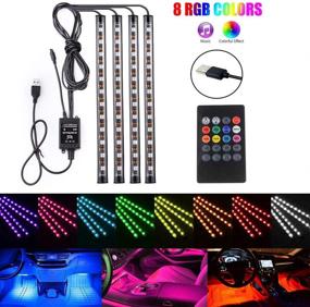 img 4 attached to 🚗 Enhance Your In-Car Experience with 4PCS 48 LED Multicolor Car LED Strip Lights: Sound Activated Atmosphere Decorative Bar Lights with Wireless Remote Control
