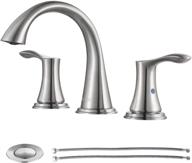 🚰 parlos widespread bathroom faucet with metal pop up sink drain - brushed nickel finish, 2 handles and cupc faucet supply lines included - demeter 13647 logo