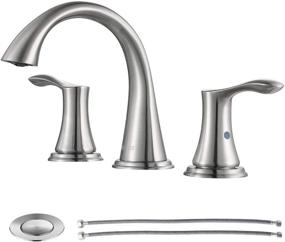 img 4 attached to 🚰 PARLOS Widespread Bathroom Faucet with Metal Pop Up Sink Drain - Brushed Nickel Finish, 2 Handles and cUPC Faucet Supply Lines Included - Demeter 13647