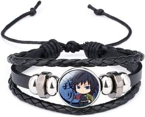 img 4 attached to Anime Demon Slayer Bracelet: Kimetsu no Yaiba Wristband, Tanjirou Kamado Braided Bracelet - Ideal for Anime Fans