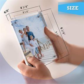 img 2 attached to 🖼️ Magnetic Acrylic Picture Frames - 4.25x6.25” Rounded Corner Frameless Design - Double-Sided - Magnetic Acrylic Frame - Clear Desktop Block Frame - Single Piece