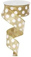 🎀 gold white polka dot wired edge ribbon - 10 yards (1.5") - product code: rg01150c6 logo
