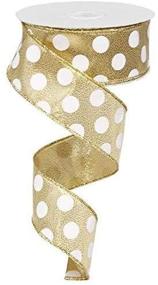 img 2 attached to 🎀 Gold White Polka Dot Wired Edge Ribbon - 10 Yards (1.5") - Product Code: RG01150C6