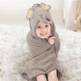 img 1 attached to 🐘 Ultra Soft Animal Face Hooded Towel - Ideal Bath, Pool & Beach Companion for Infants and Toddlers - 31.5 X 31.5 inches - Adorable Grey Elephant Design