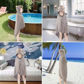 img 2 attached to 🐘 Ultra Soft Animal Face Hooded Towel - Ideal Bath, Pool & Beach Companion for Infants and Toddlers - 31.5 X 31.5 inches - Adorable Grey Elephant Design