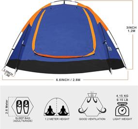 img 3 attached to Getop Family Camping Dome Tent - Waterproof, Durable, and Skylight for 2-3 Persons - Ideal for Outdoor Activities like Beach, Hunting, Hiking, and Travel (a)