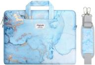 🎒 mosiso laptop shoulder bag: watercolor marble briefcase sleeve for macbook pro/air 13 inch & 13-13.3" notebook computer - turquoise with trolley belt logo