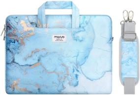 img 4 attached to 🎒 MOSISO Laptop Shoulder Bag: Watercolor Marble Briefcase Sleeve for MacBook Pro/Air 13 inch & 13-13.3" Notebook Computer - Turquoise with Trolley Belt