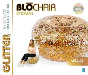 img 1 attached to ✨ Glitter Ottoman - Gold Holographic Glitter - 23" Diameter Inflatable Footrest and Seat