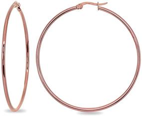 img 2 attached to 💫 Stylish Rose Gold Flash Stainless Steel Hoop Earrings: Polished Round Design for Women & Girls (2x25mm-75mm Diameter)