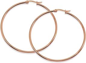 img 1 attached to 💫 Stylish Rose Gold Flash Stainless Steel Hoop Earrings: Polished Round Design for Women & Girls (2x25mm-75mm Diameter)