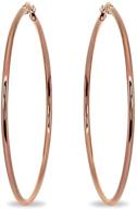 💫 stylish rose gold flash stainless steel hoop earrings: polished round design for women & girls (2x25mm-75mm diameter) logo