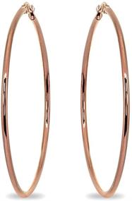 img 4 attached to 💫 Stylish Rose Gold Flash Stainless Steel Hoop Earrings: Polished Round Design for Women & Girls (2x25mm-75mm Diameter)